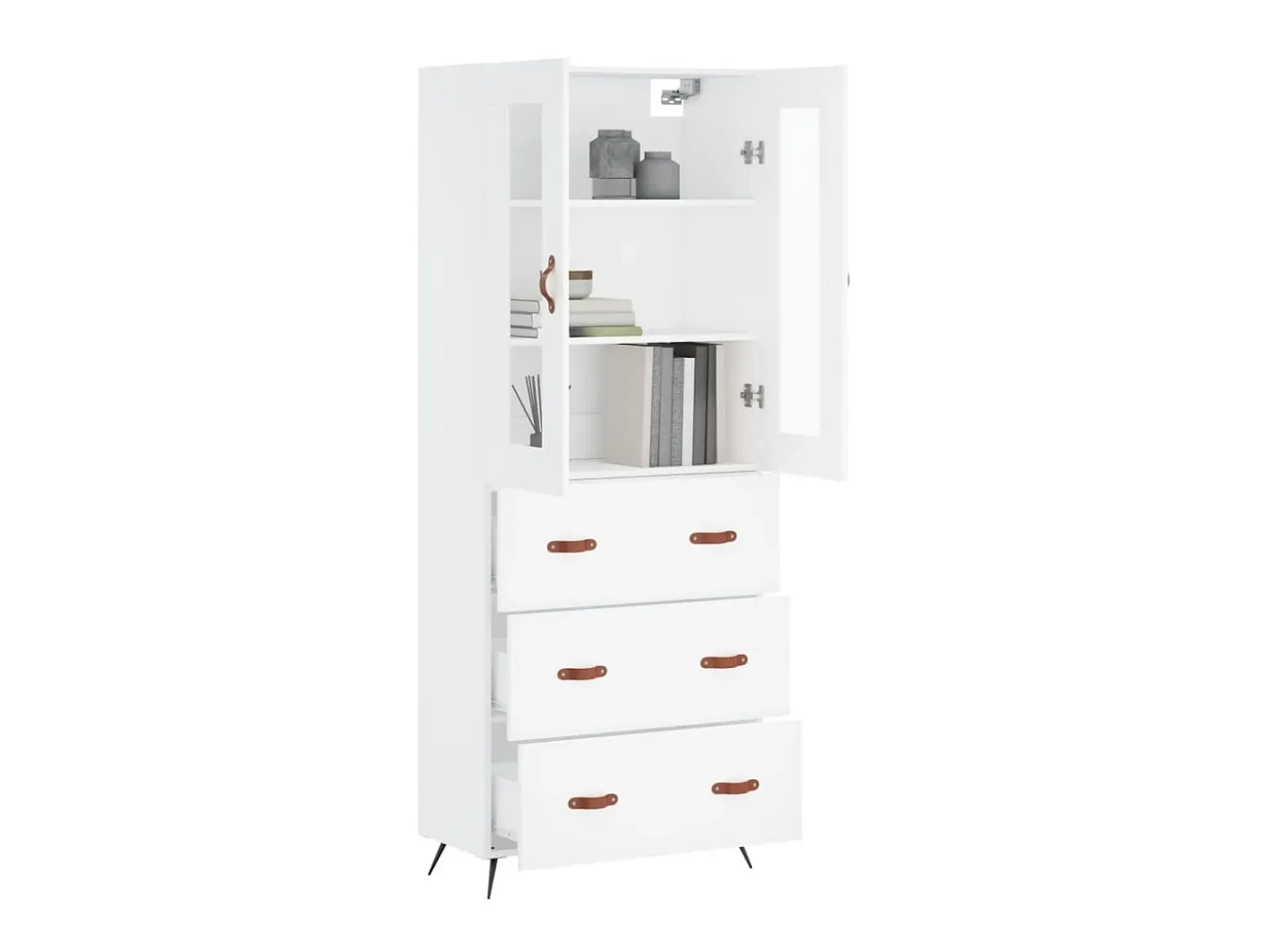 Aparador alto madera contrachapada blanco 69,5x34x180 cm ES17318