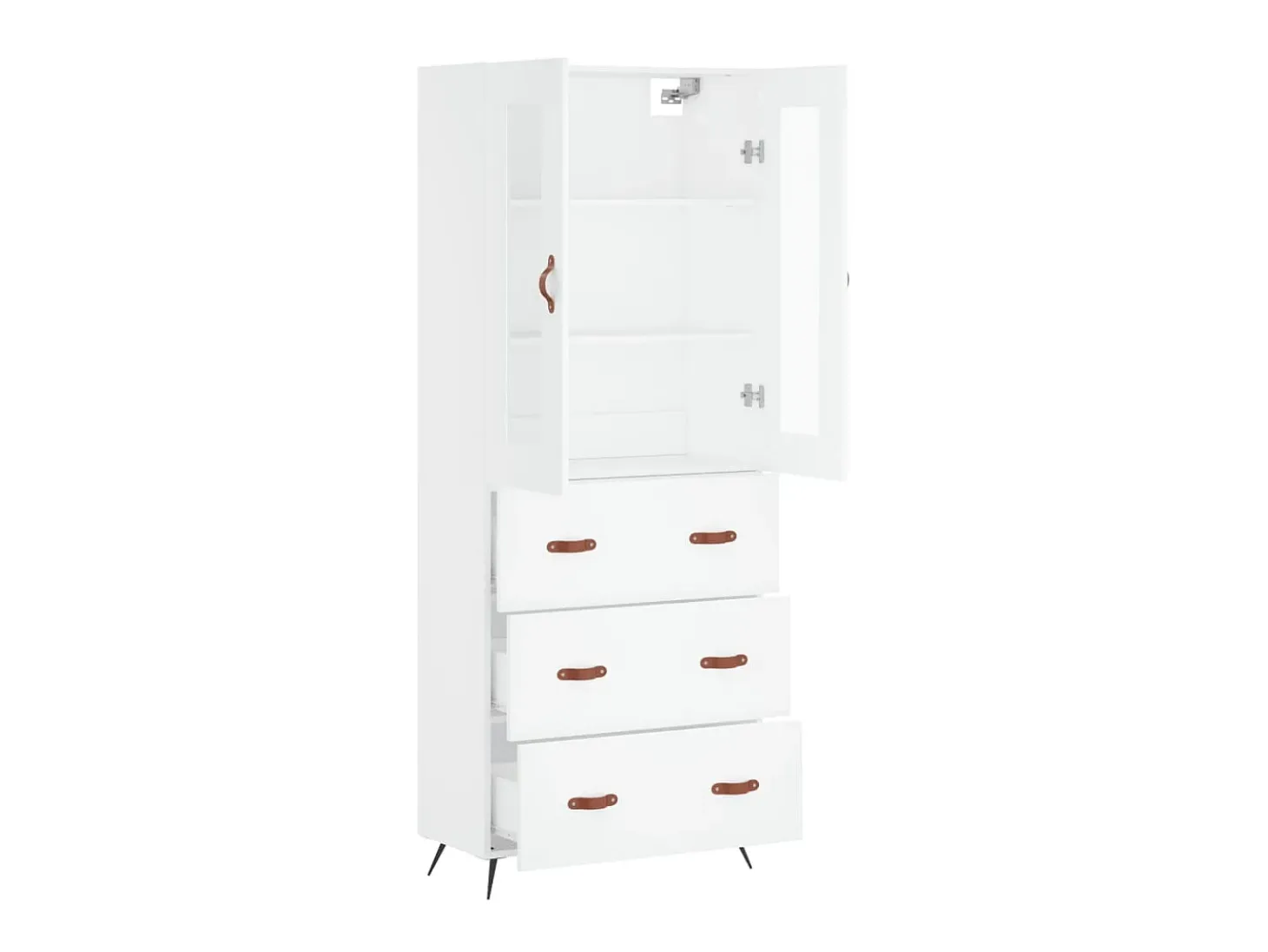 Aparador alto madera contrachapada blanco 69,5x34x180 cm ES17318