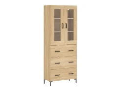 Aparador alto madera contrachapada color roble 69,5x34x180 cm