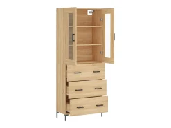 Aparador alto madera contrachapada color roble 69,5x34x180 cm