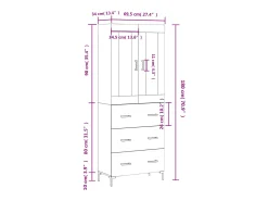 Aparador alto madera contrachapada color roble 69,5x34x180 cm