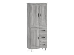 Aparador alto madera contrachapada gris sonoma 69,5x34x180 cm