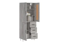 Aparador alto madera contrachapada gris sonoma 69,5x34x180 cm