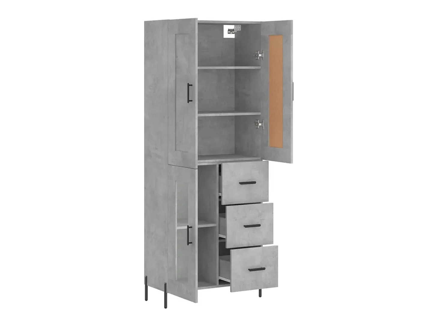 Aparador alto madera contrachapada gris hormigón 69,5x34x180 cm ES62484