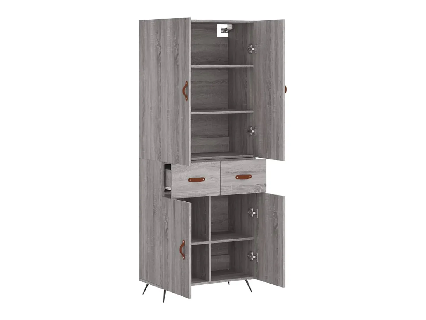 Aparador alto madera contrachapada gris sonoma 69,5x34x180 cm