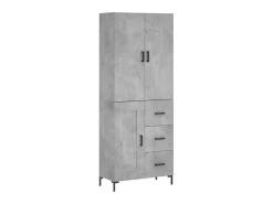 Aparador alto madera contrachapada gris hormigón 69,5x34x180 cm ES82148