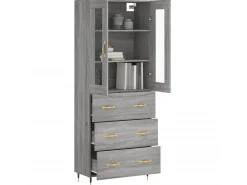 Aparador alto madera contrachapada gris sonoma 69,5x34x180 cm ES24726