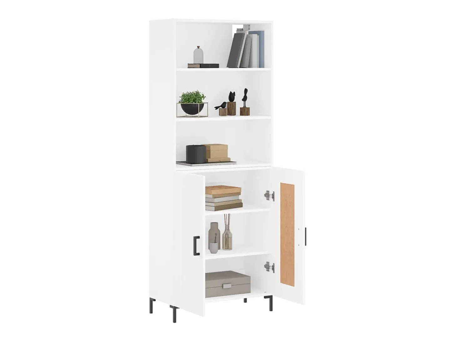 Aparador alto madera contrachapada blanco 69,5x34x180 cm ES55596
