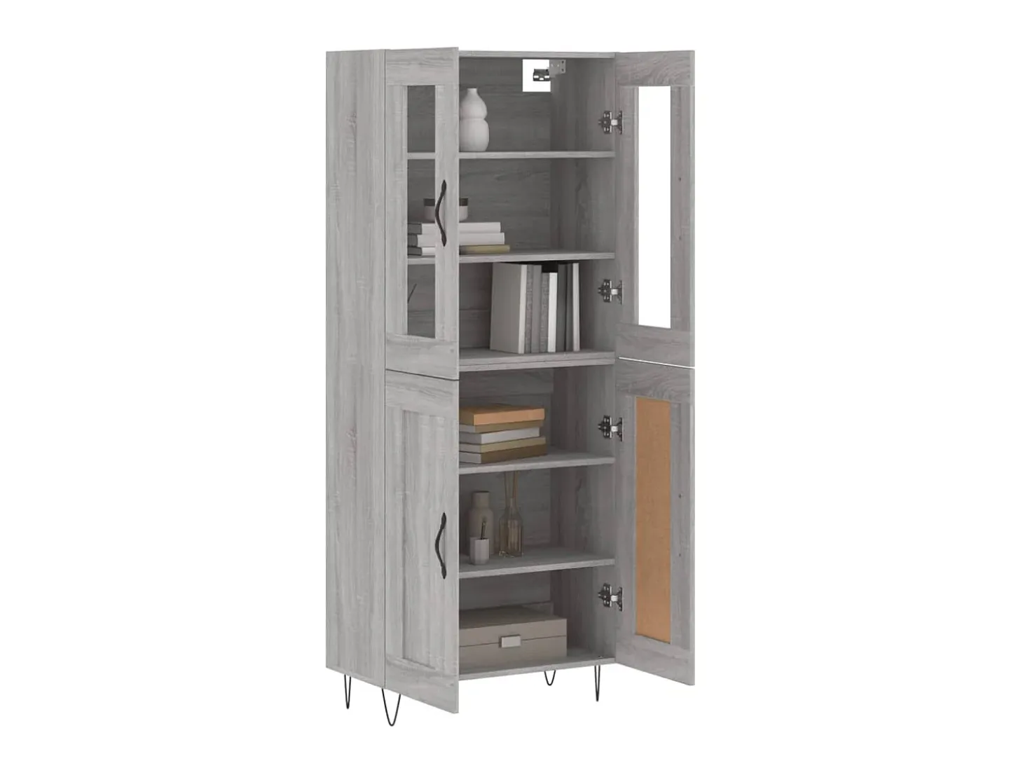 Aparador alto madera contrachapada gris sonoma 69,5x34x180 cm ES618269