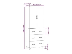 Aparador alto madera contrachapada gris hormigón 69,5x34x180 cm