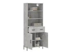 Aparador alto madera contrachapada gris hormigón 69,5x34x180 cm ES29523