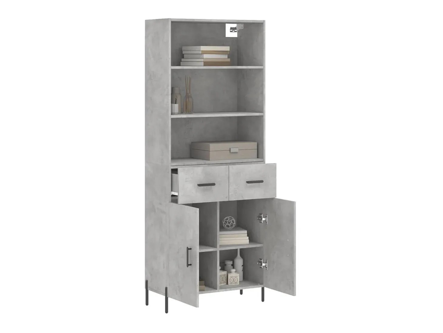 Aparador alto madera contrachapada gris hormigón 69,5x34x180 cm ES29523