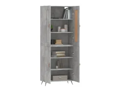 Aparador alto madera contrachapada gris hormigón 69,5x34x180 cm ES98372