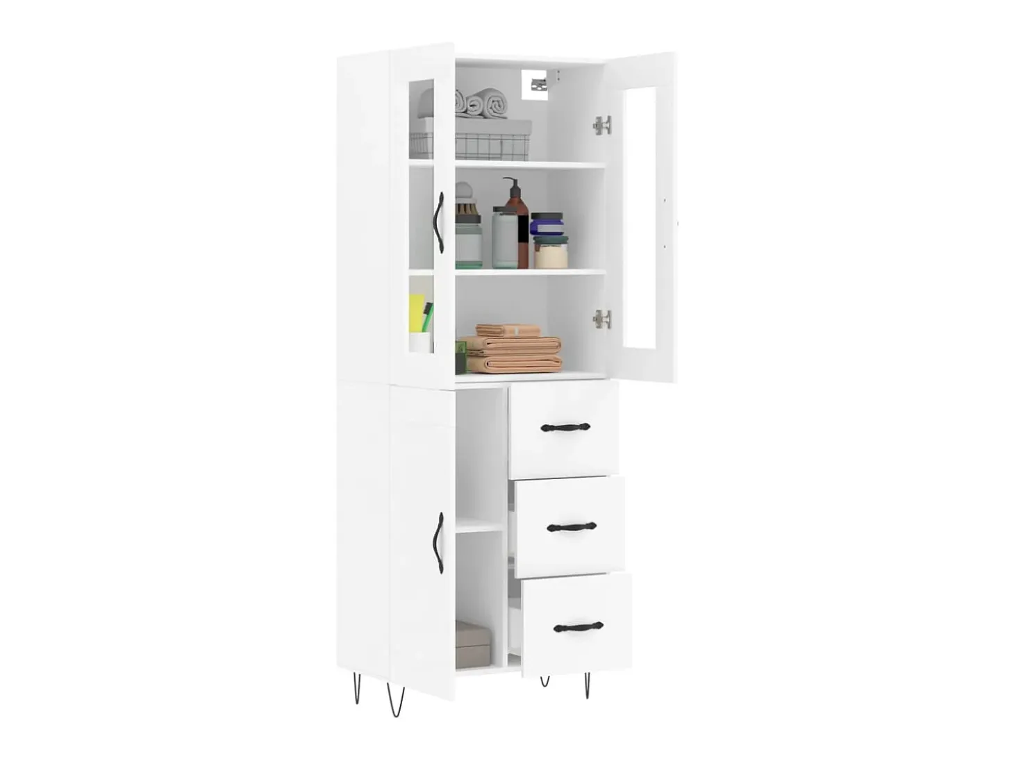 Aparador alto madera contrachapada blanco 69,5x34x180 cm ES71114