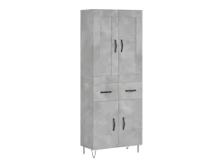 Aparador alto madera contrachapada gris hormigón 69,5x34x180 cm