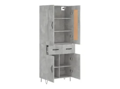 Aparador alto madera contrachapada gris hormigón 69,5x34x180 cm