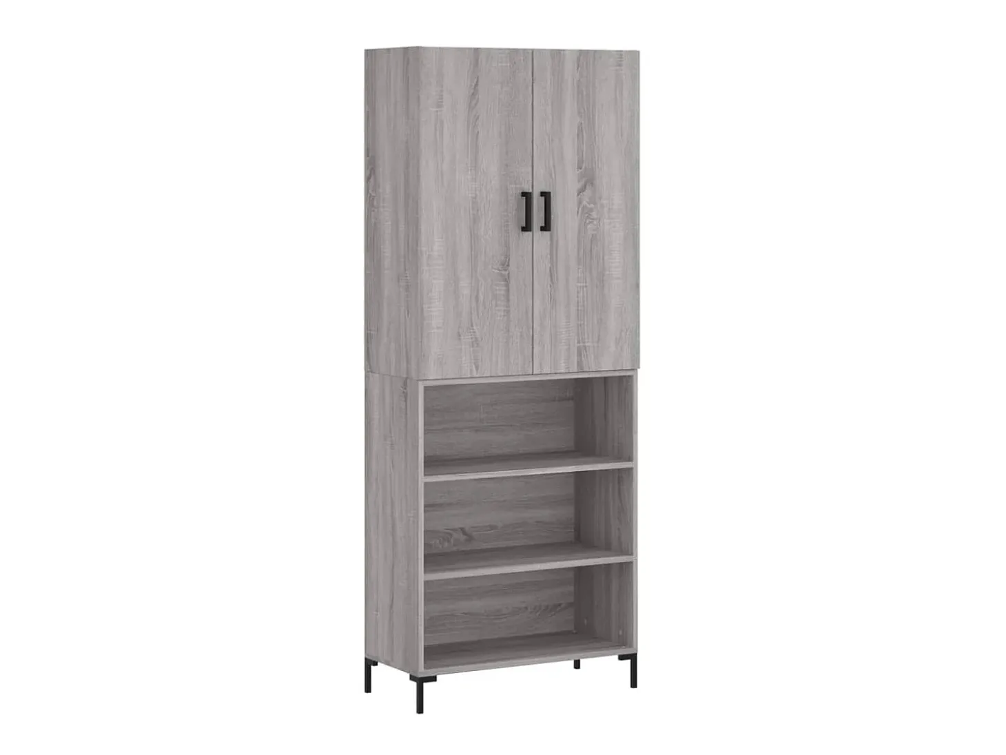 Aparador alto madera contrachapada gris sonoma 69,5x34x180 cm ES59474