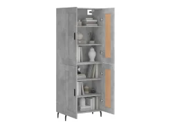 Aparador alto madera contrachapada gris hormigón 69,5x34x180 cm ES47045
