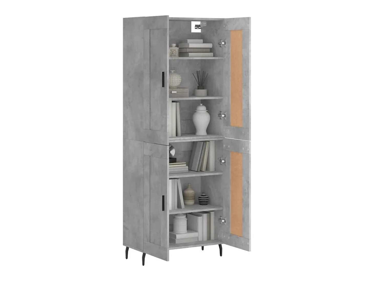 Aparador alto madera contrachapada gris hormigón 69,5x34x180 cm ES47045
