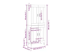 Aparador alto madera contrachapada color roble 69,5x34x180 cm