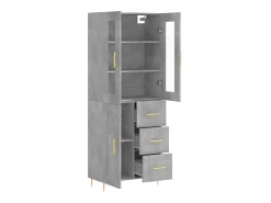 Aparador alto madera contrachapada gris hormigón 69,5x34x180 cm ES16214