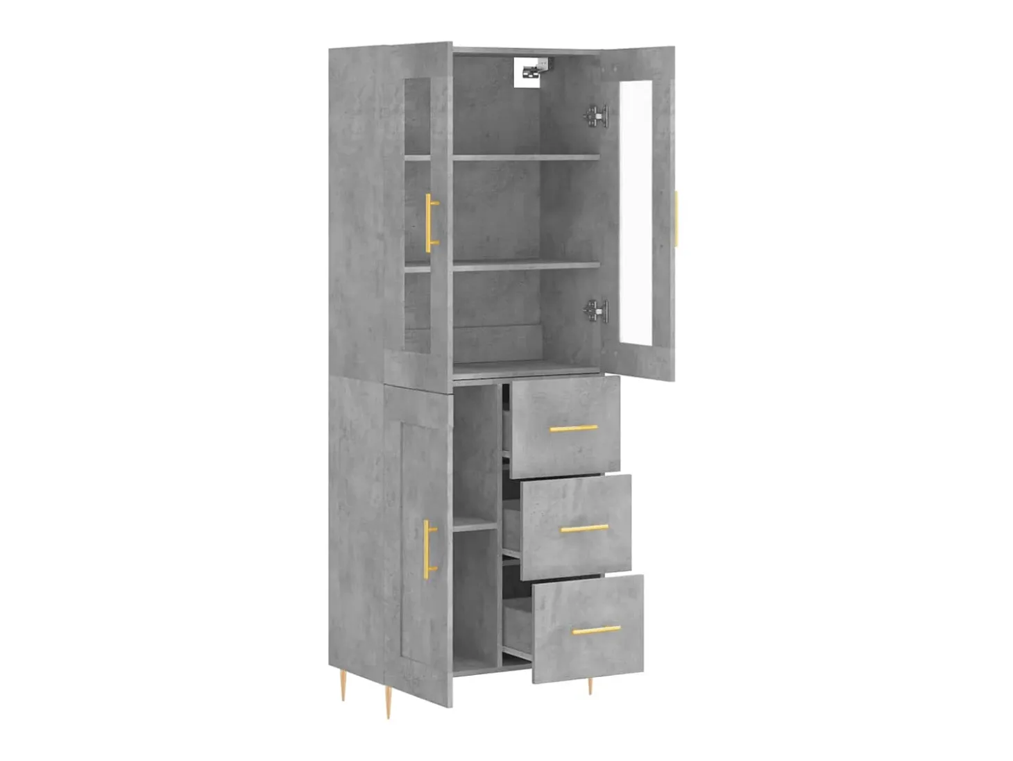 Aparador alto madera contrachapada gris hormigón 69,5x34x180 cm ES16214