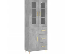 Aparador alto madera contrachapada gris hormigón 69,5x34x180 cm ES16214