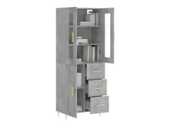 Aparador alto madera contrachapada gris hormigón 69,5x34x180 cm ES16214