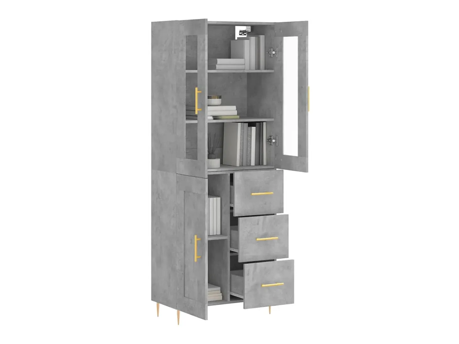 Aparador alto madera contrachapada gris hormigón 69,5x34x180 cm ES16214