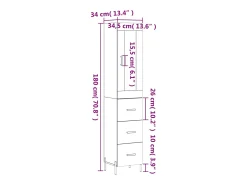 Aparador alto madera contrachapada gris Sonoma 34,5x34x180 cm