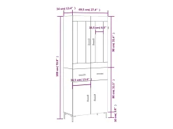 Aparador alto madera contrachapada color roble 69,5x34x180 cm