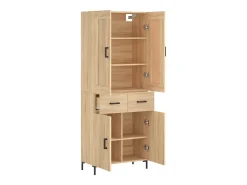 Aparador alto madera contrachapada color roble 69,5x34x180 cm