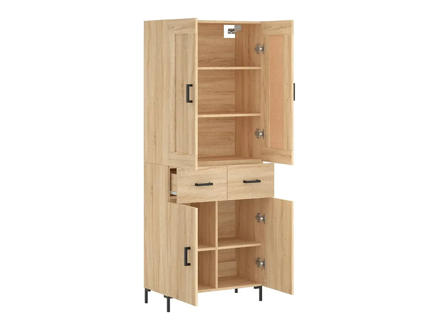 Aparador alto madera contrachapada color roble 69,5x34x180 cm