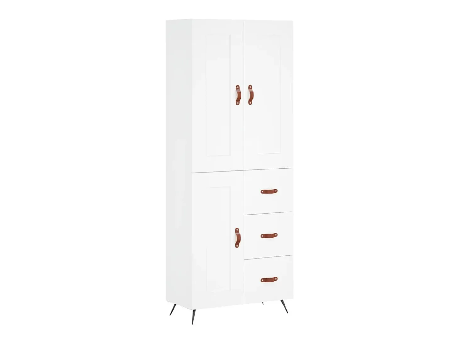 Aparador alto madera contrachapada blanco 69,5x34x180 cm
