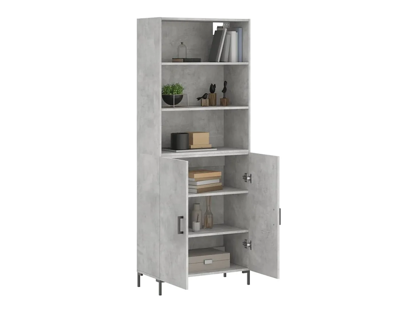 Aparador alto madera contrachapada gris hormigón 69,5x34x180 cm ES43976