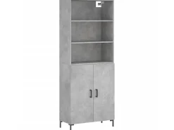 Aparador alto madera contrachapada gris hormigón 69,5x34x180 cm ES43976