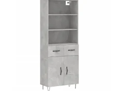 Aparador alto madera contrachapada gris hormigón 69,5x34x180 cm ES67150