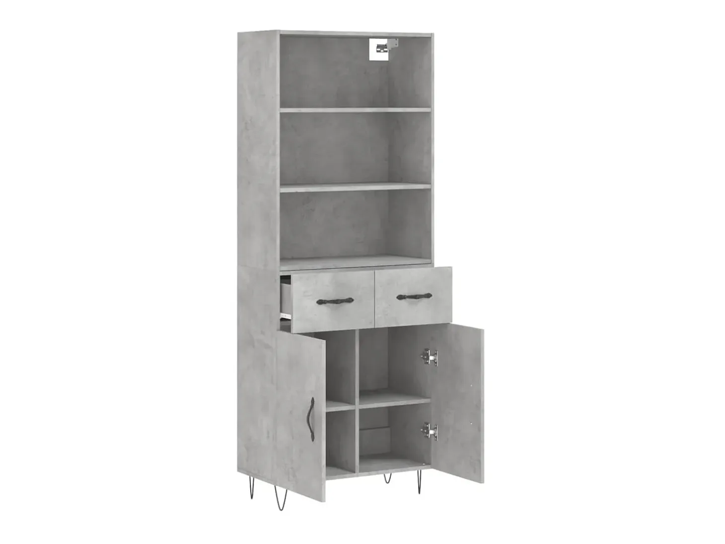 Aparador alto madera contrachapada gris hormigón 69,5x34x180 cm ES67150