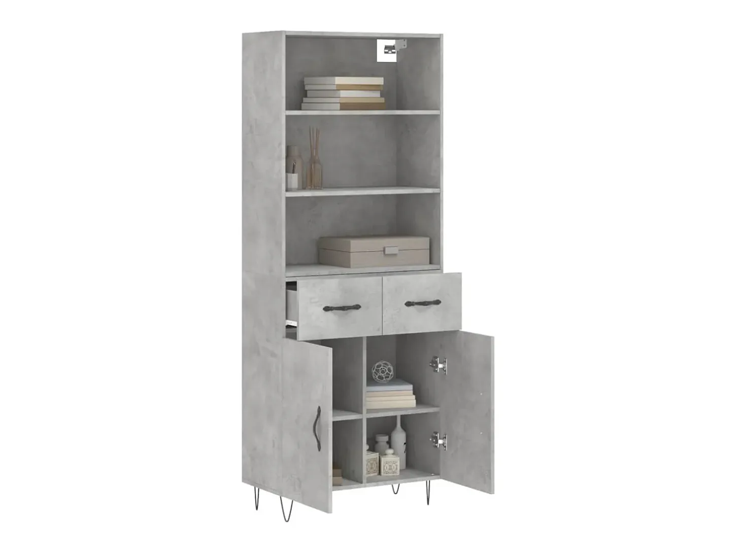Aparador alto madera contrachapada gris hormigón 69,5x34x180 cm ES67150