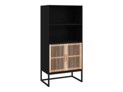 Aparador alto madera contrachapada negro 60x35x125 cm