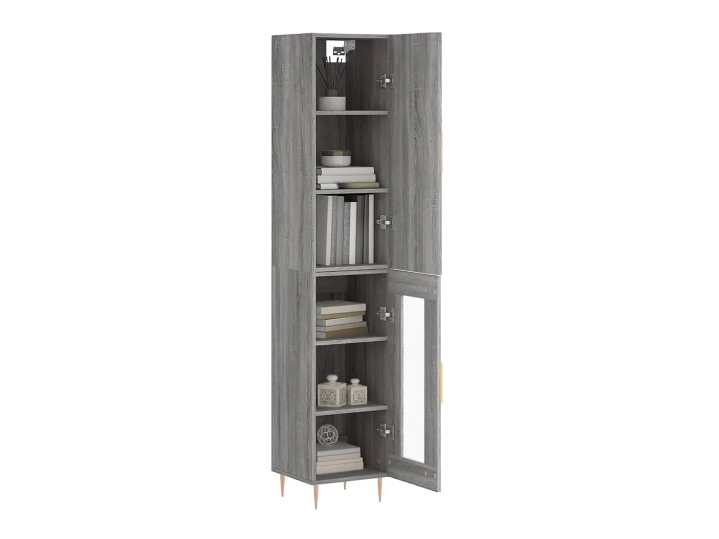 Aparador alto madera contrachapada gris Sonoma 34,5x34x180 cm ES51295