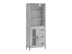 Aparador alto madera contrachapada gris hormigón 69,5x34x180 cm ES97447