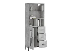 Aparador alto madera contrachapada gris hormigón 69,5x34x180 cm ES97447