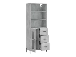 Aparador alto madera contrachapada gris hormigón 69,5x34x180 cm ES97447
