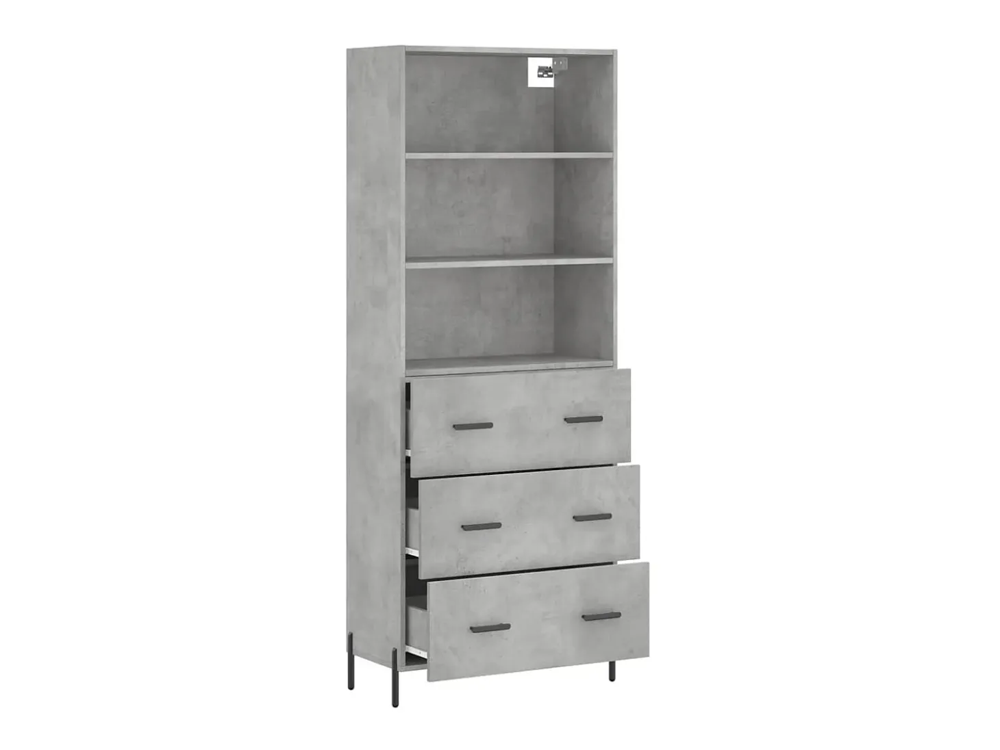 Aparador alto madera contrachapada gris hormigón 69,5x34x180 cm ES59353