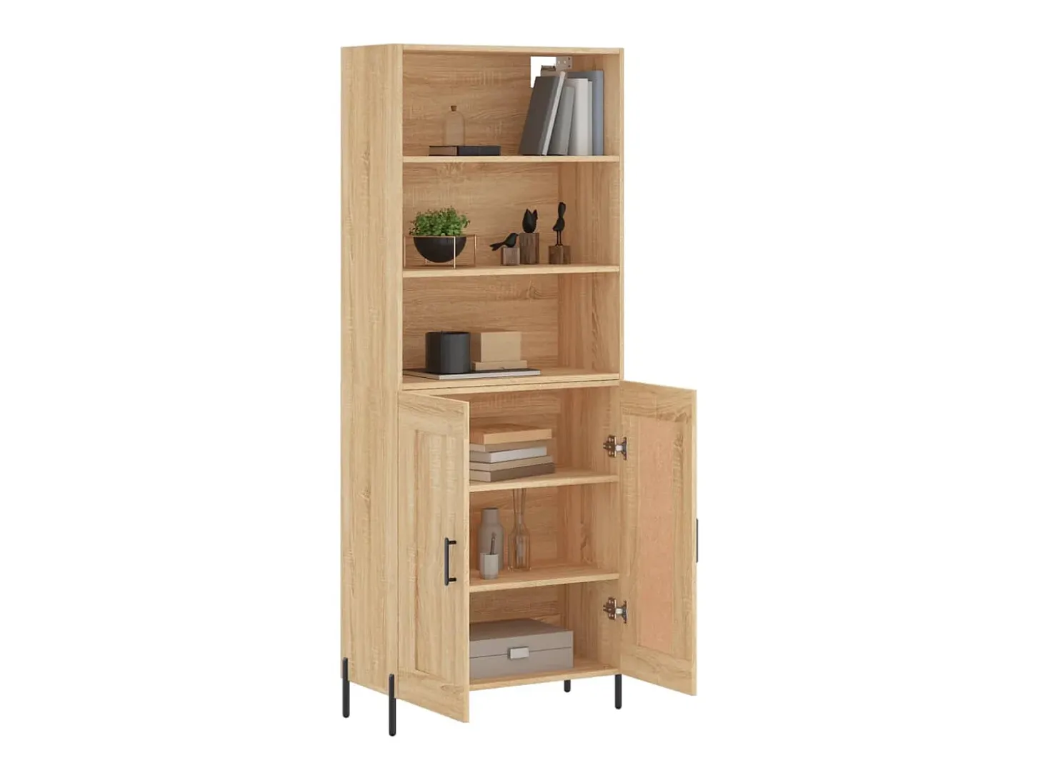 Aparador alto madera contrachapada color roble 69,5x34x180 cm ES341839