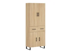 Aparador alto madera contrachapada color roble 69,5x34x180 cm