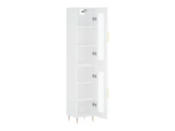 Aparador alto madera contrachapada blanco 34,5x34x180 cm