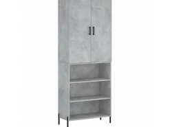 Aparador alto madera contrachapada gris hormigón 69,5x34x180 cm ES34416