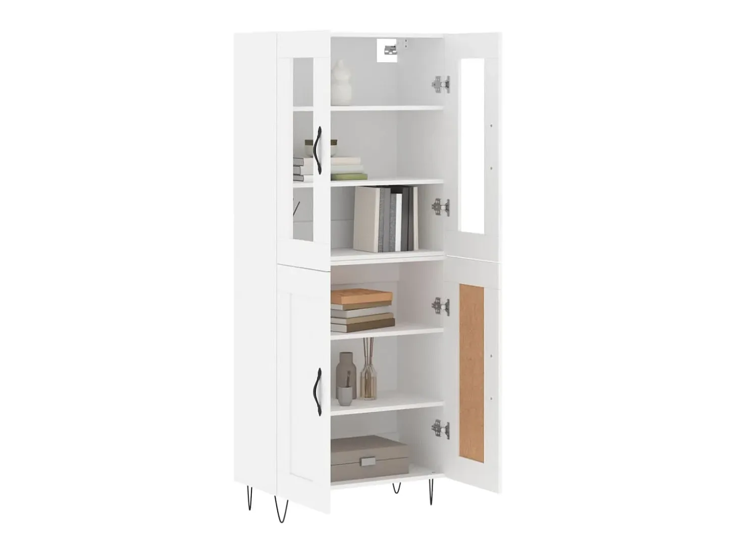 Aparador alto madera contrachapada blanco 69,5x34x180 cm ES59434